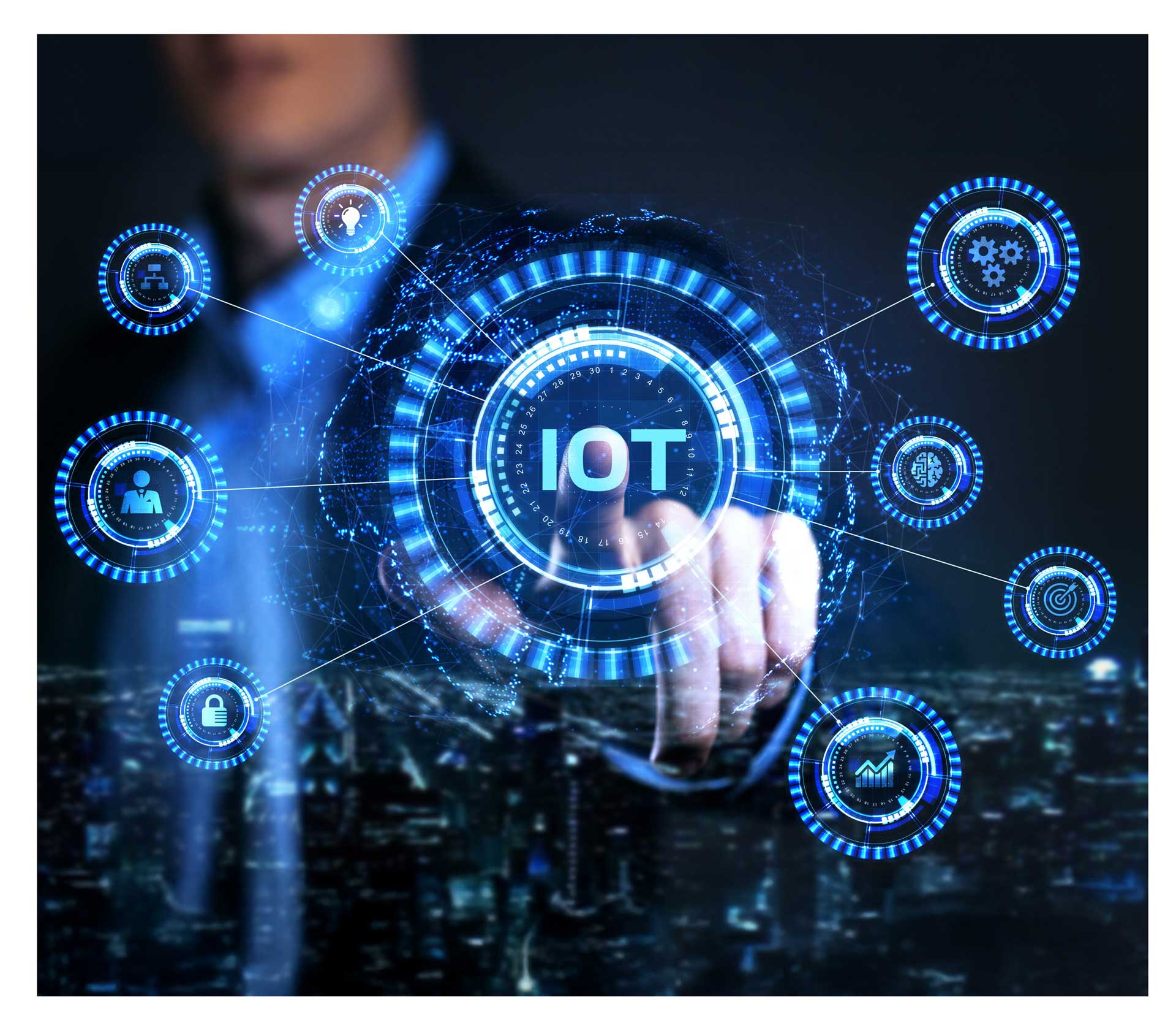 Connected icons symbolizing IoT Solutions